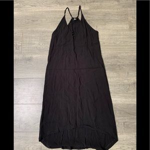 Black asymmetrical hem black dress